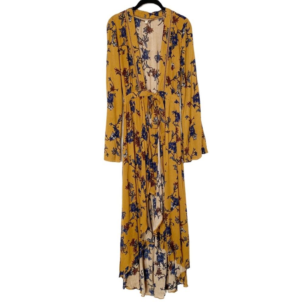 Dance & Marvel Butterfly Floral Boho Wrap Kimono Romper Size Small